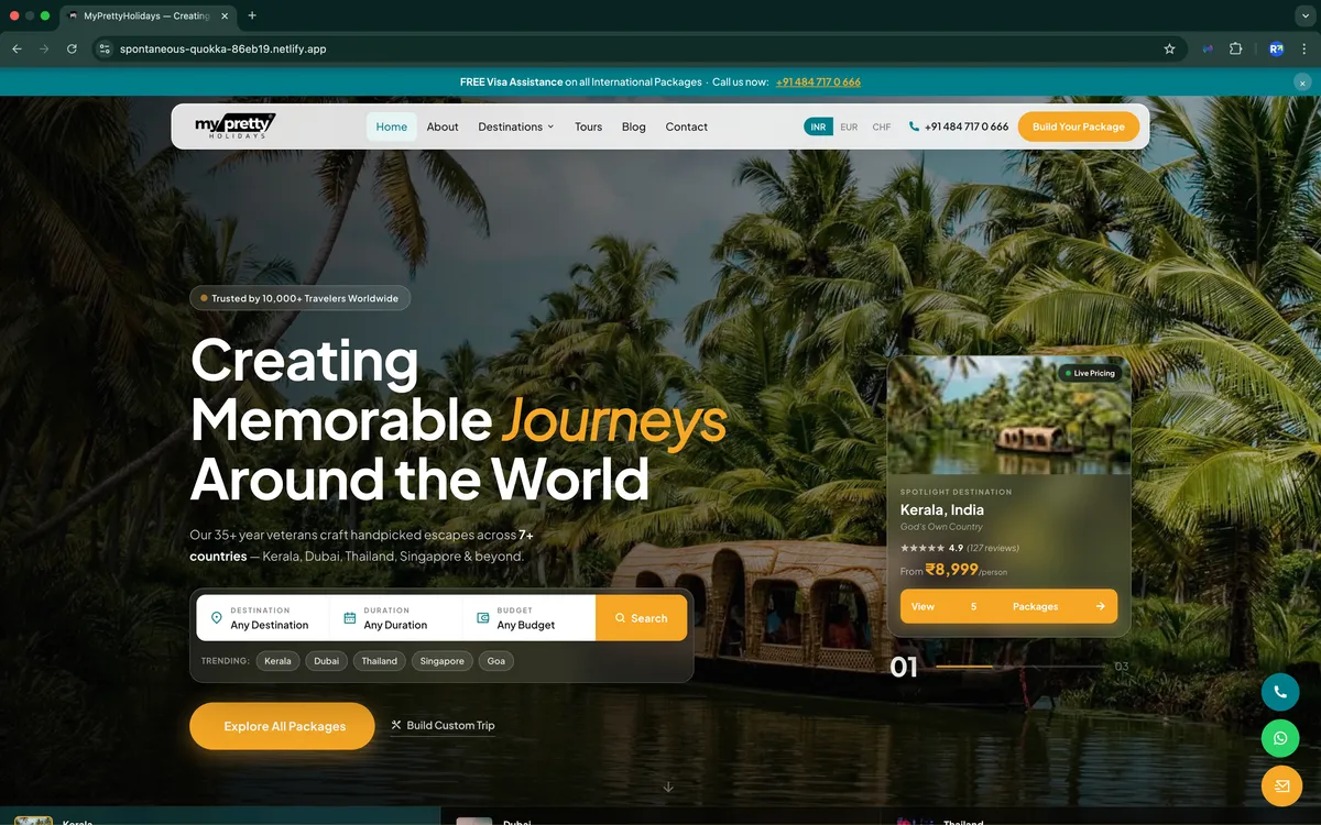 MyPrettyHolidays website